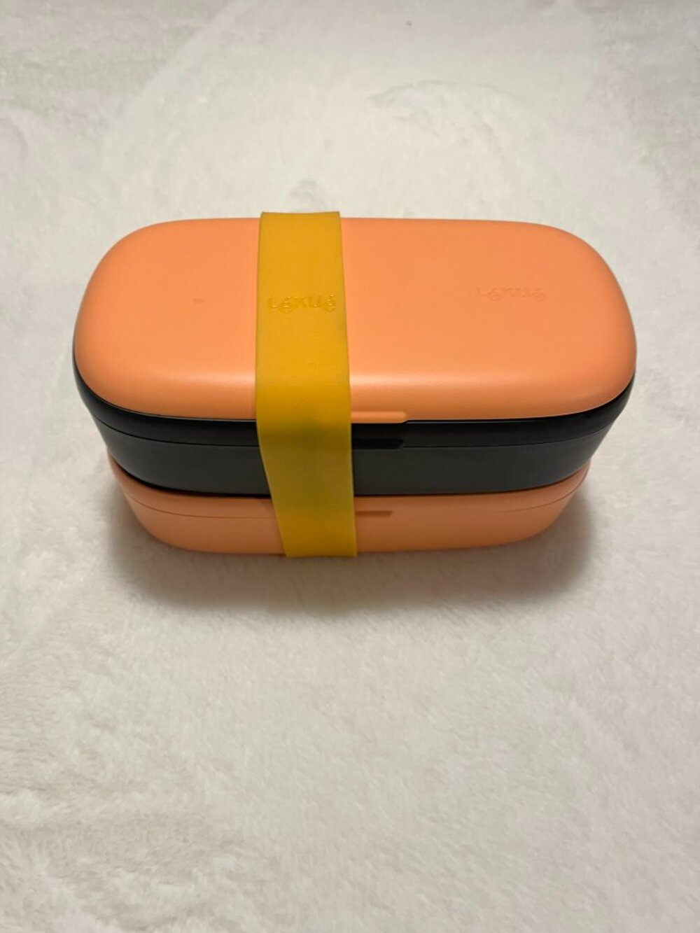 Lékué Lunchbox-To-Go Set with Cutlery Coral/Navy Leakproof